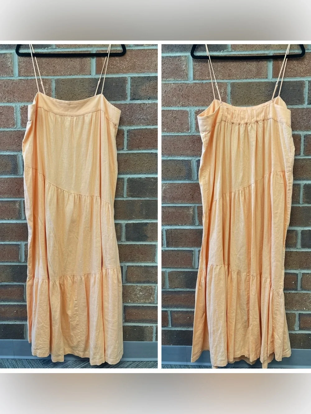NWT ABERCROMBIE & FITCH Linen-Blend Cottage Asymmetrical Tiered Maxi Dress L